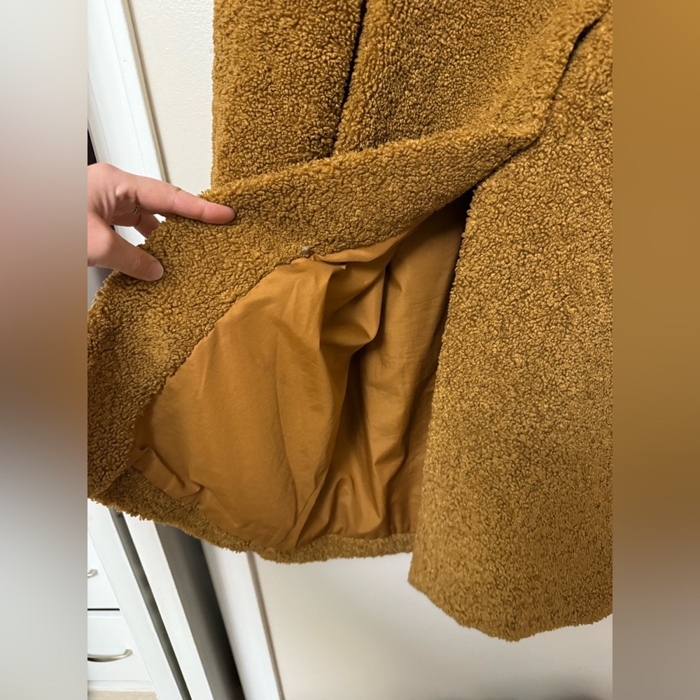 Rachel’s Zoe Women's tan long button up Teddy/sherpa Coat - Picture 8 of 10